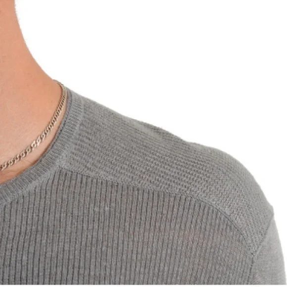 John Varvatos Linen Gray HenleyLightweight Knit Sweater